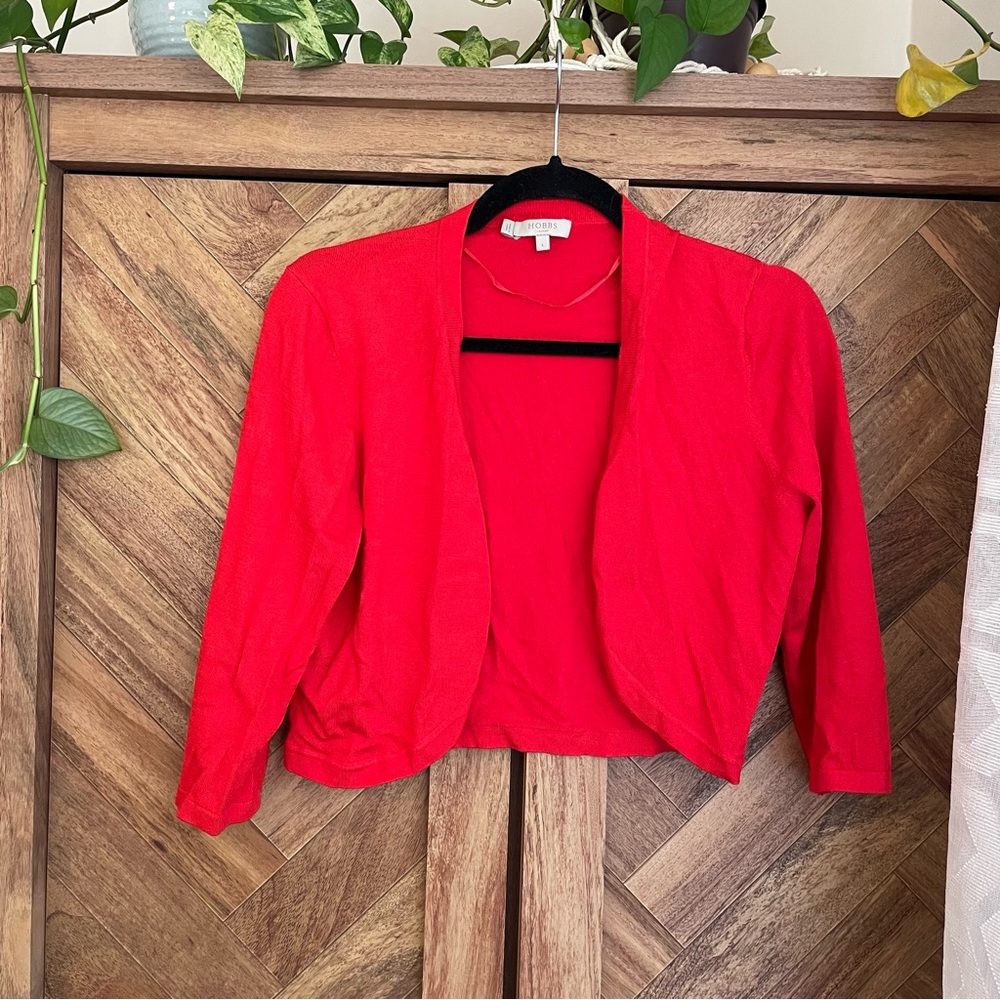 Hobbs London Carrie Bolero Cardigan Red Large